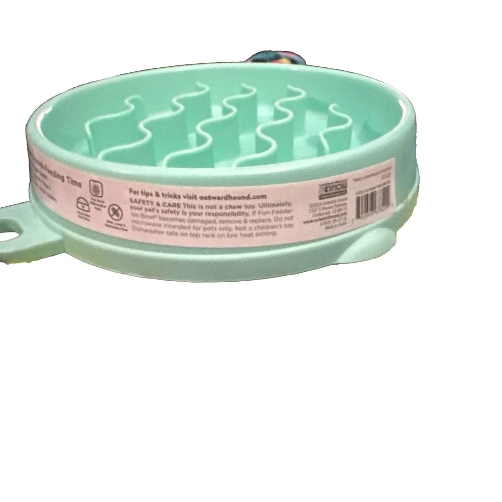 Outward Hound Fun Feeder Slo Bowl - Mint Wave, Small/Tiny Green